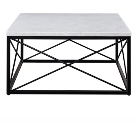 White Marble Top Square Cocktail Table