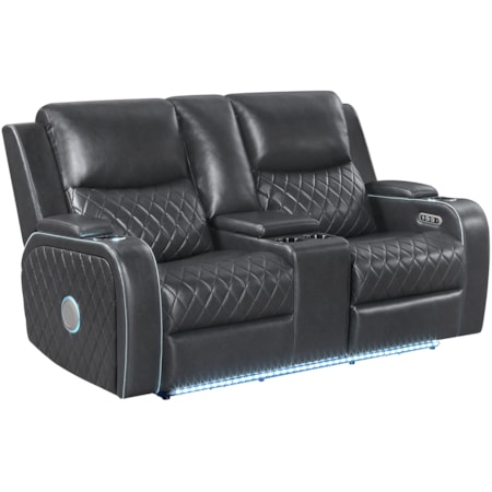 Power-Reclining Console Loveseat w/Speakers