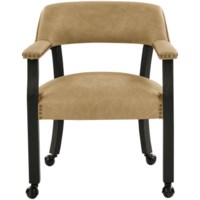 Transitional Dining Game Chair with Nailhead Trim and Casters