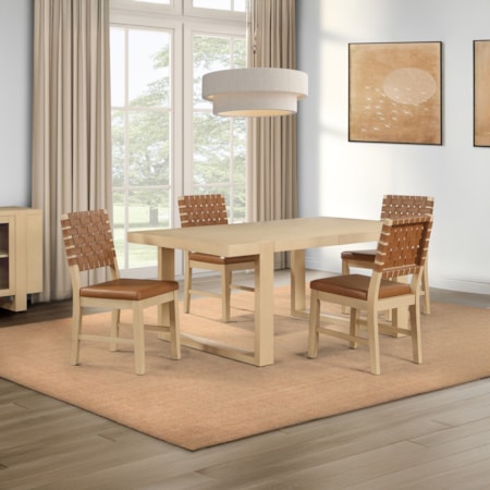 5-pc. Extension Dining Set w/Web-Back Chairs