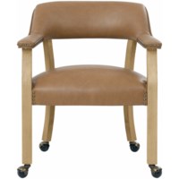 Transitional Dining Game Chair with Nailhead Trim and Casters