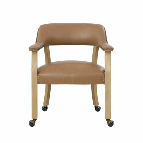 Transitional Dining Game Chair with Nailhead Trim and Casters