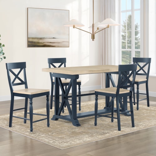 Farmhouse 5-pc. Counter Set with X-Back Stools