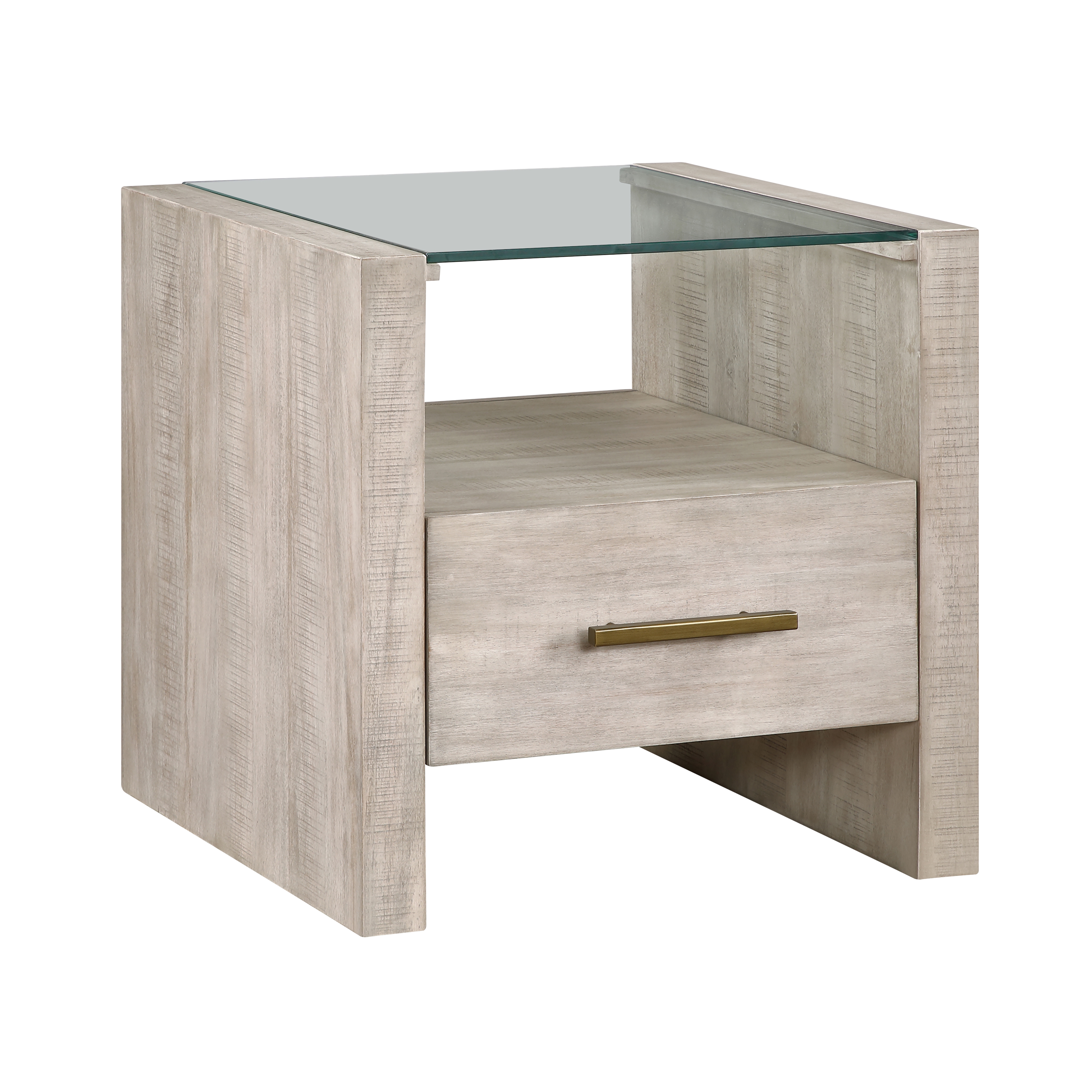 Sq. Glass-Top End Table w/Drawer