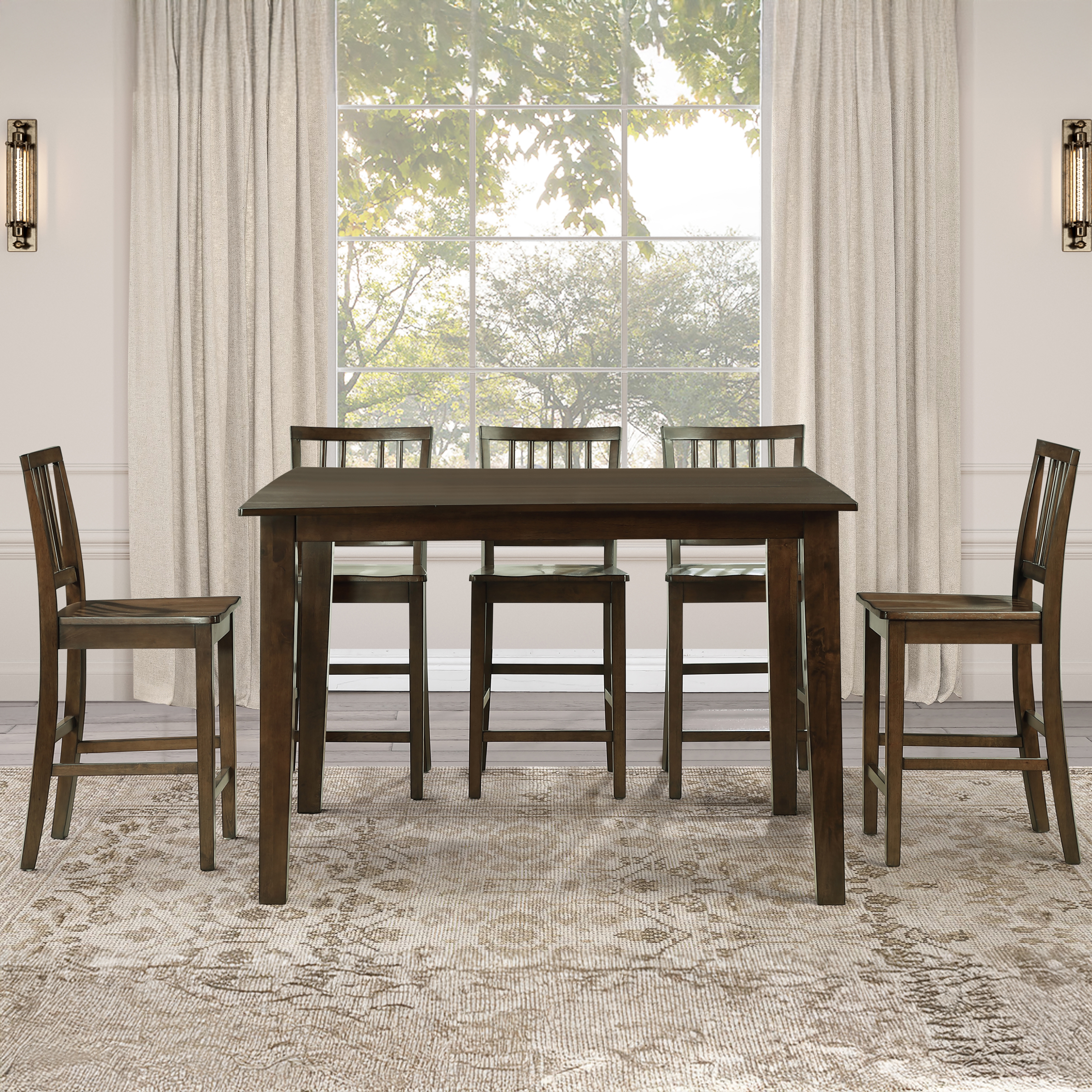 7-pc. Counter Set w/Slat-Back Stools