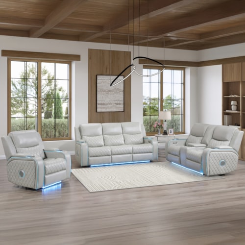 Contemporary 3-pc. Power-Reclining Home Theater Set with Built-In Bluetooth Speakers