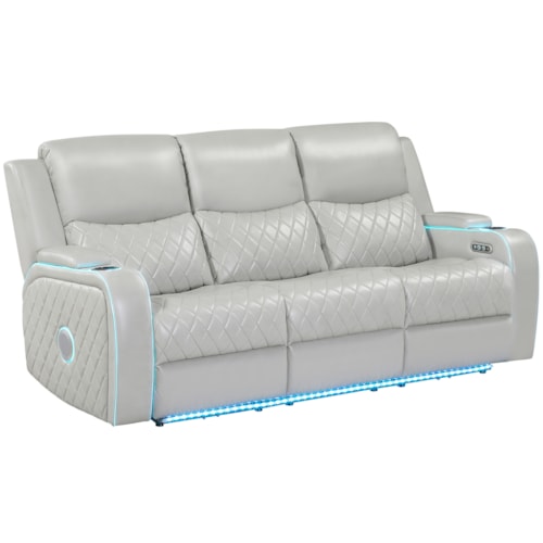 Contemporary Power Reclining Sofa with Soft Ambient Lighting