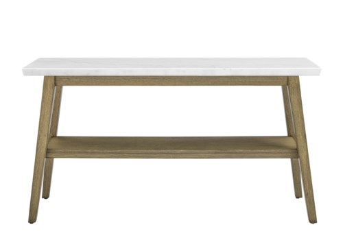 Vida Mid-Century Modern Marble Top Sofa Table with Open Bottom Shelf