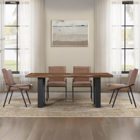 5-pc. Live-Edge Dining Set w/Uph. Chairs