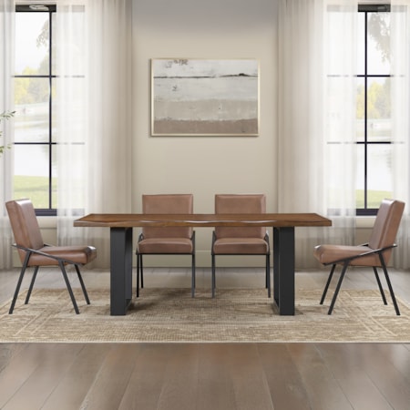 5-pc. Live-Edge Dining Set w/Uph. Chairs