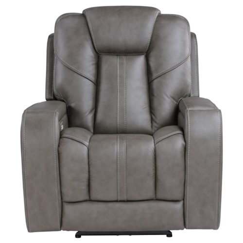 Contemporary Leather Triple-Power Recliner w/Built-In Speakers