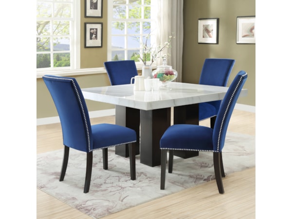 Square 5-Piece Dining Set w/ Blue Chair