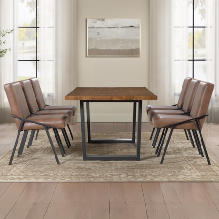 7-pc. Live-Edge Dining Set w/Uph. Chairs