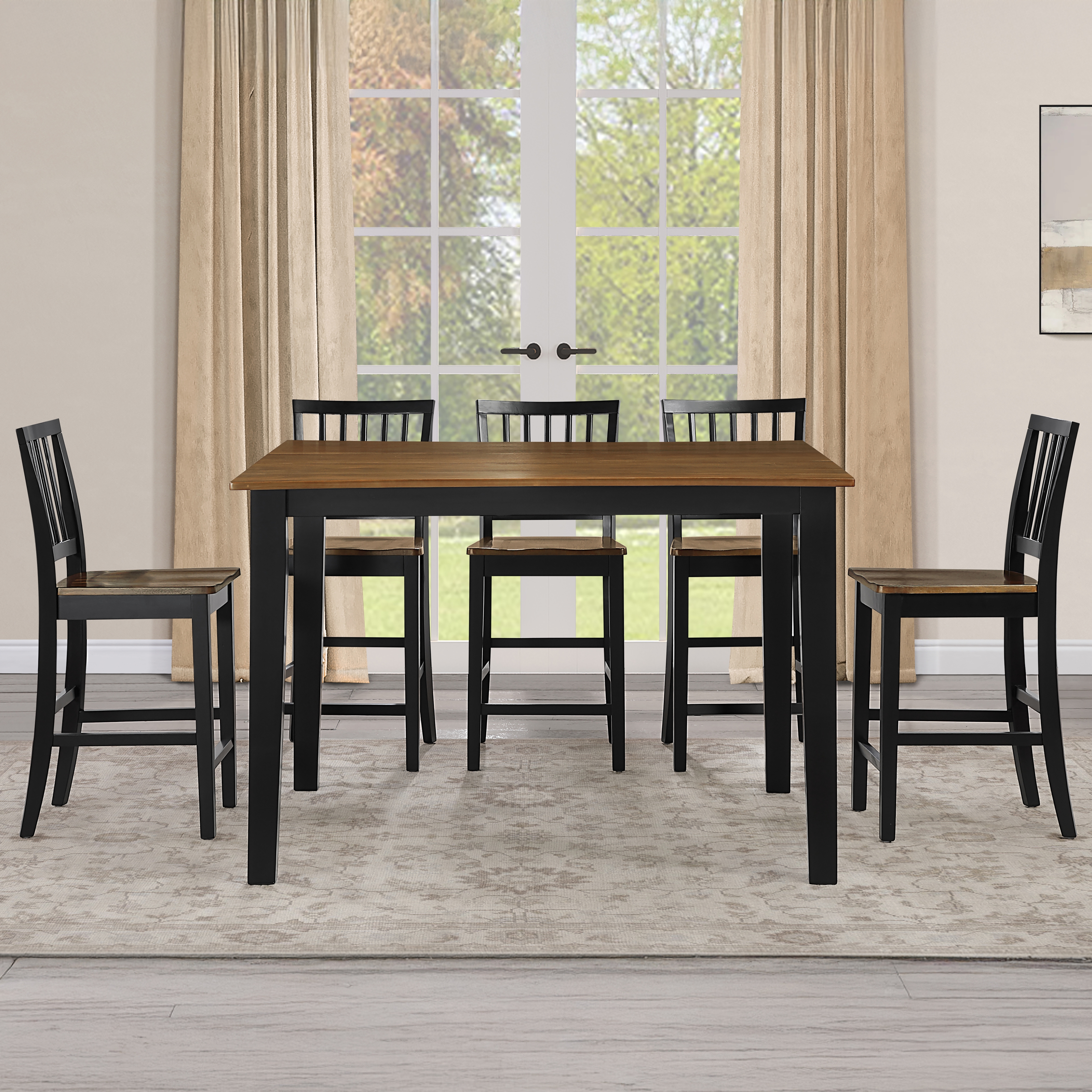 7-pc. Counter Set w/Slat-Back Stools