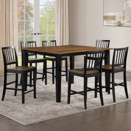 7-pc. Counter Set w/Slat-Back Stools