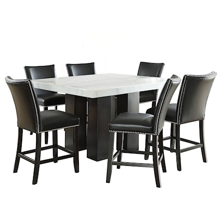 Square 7-Piece Counter Set w/ Black Chairs