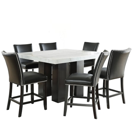 Square 7-Piece Counter Set w/ Black Chairs