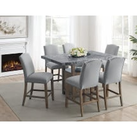 7-pc. Counter Dining Set w/Marble-Top Table