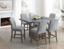 Transitional 7-pc. Counter-Height Dining Set w/Marble-Top Table