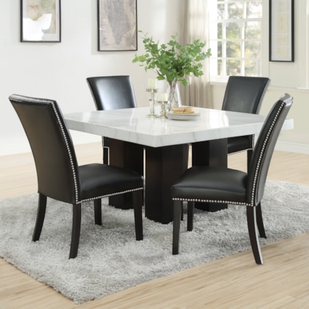 5-Piece Dining Set with Black Chairs