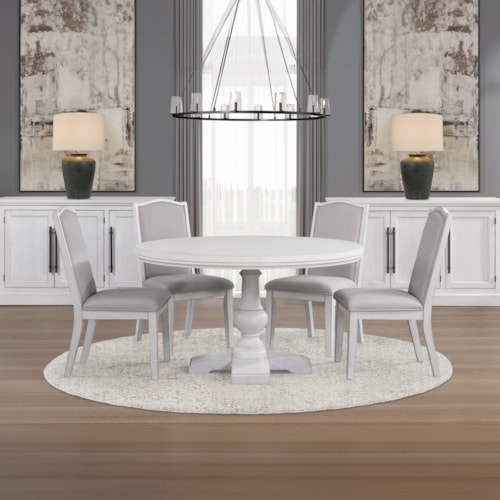 Transitional 5-Piece 54" Round Dining Set