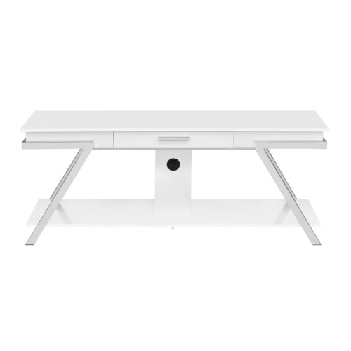 Contemporary White TV Stand with Storage