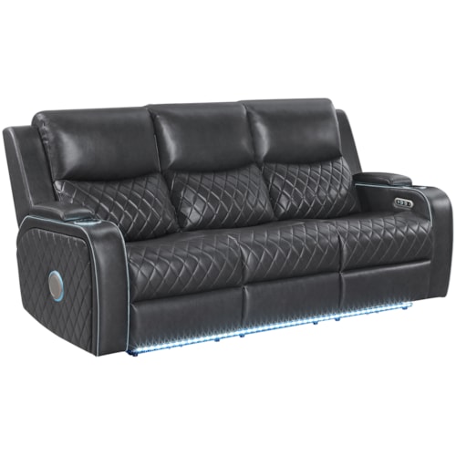 Contemporary Power Reclining Sofa with Soft Ambient Lighting