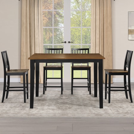 5-pc. Counter Set w/Slat-Back Stools