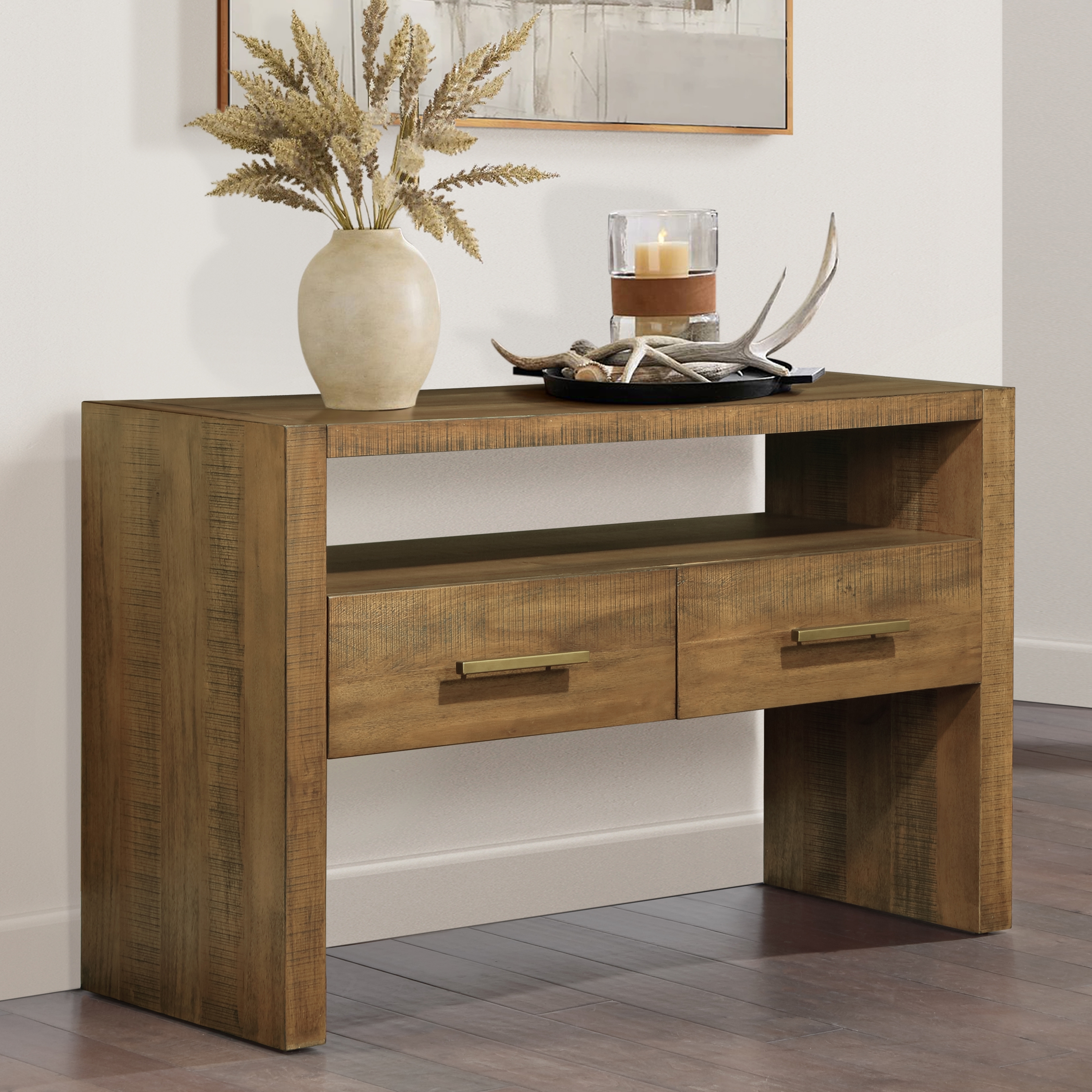 Steve Silver Garland Modern Rustic Wood-Top Sofa Table w/Drawers