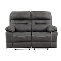 Casual Manual Reclining Loveseat with Pillow Arms