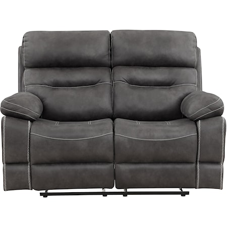 Casual Manual Reclining Loveseat with Pillow Arms