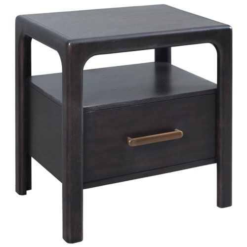 Contemporary Single-Drawer Nightstand with Open Shelf Space