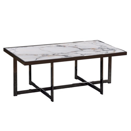 Contemporary 48" Rectangular Cocktail Table w/Sintered Stone Inlay