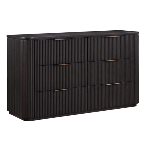 Contemporary 6-Drawer Dresser w/Reeded Drawer Fronts