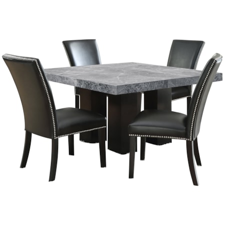 5-Piece Dining Set with Black Chairs