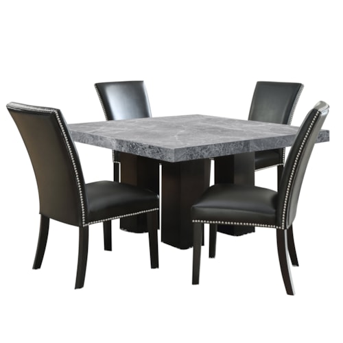 Contemporary 5-Piece Dining Set with Black Chairs