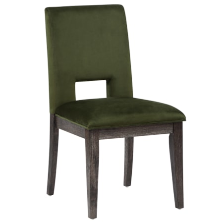 Velvet Upholstered Side Chair w/Escape Back
