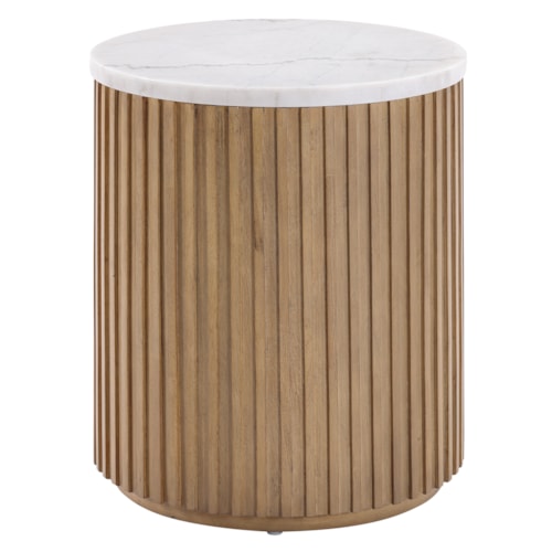 Contemporary 18" Round End Table w/Marble Top