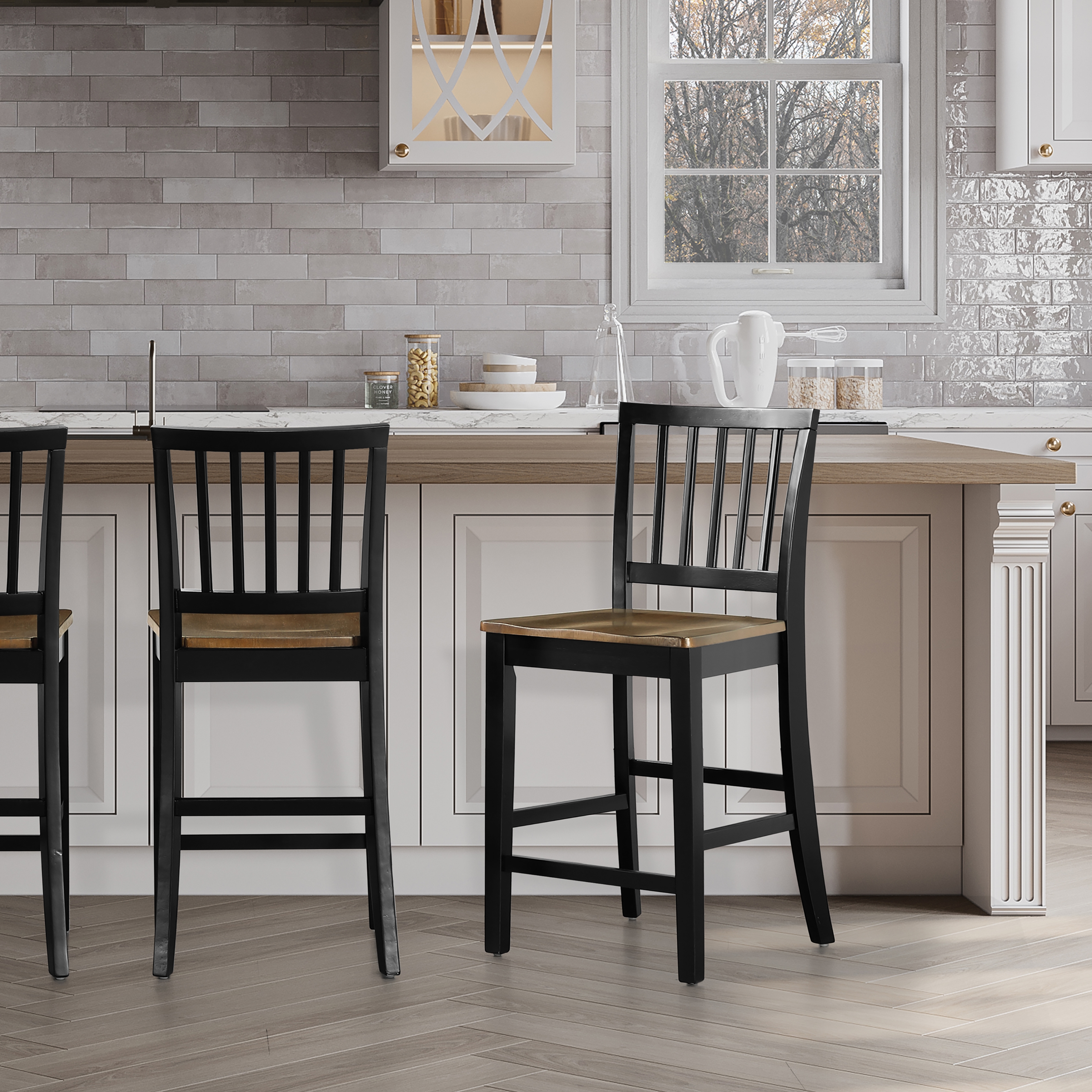 Steve Silver Joplin Two-Tone Slat-Back Counter Chair