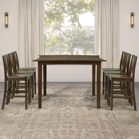 7-pc. Counter Set w/Slat-Back Stools