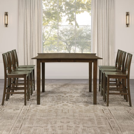 7-pc. Counter Set w/Slat-Back Stools