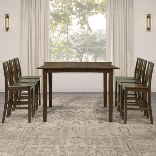 Transitional 7-pc. Counter Set with Slat-Back Stools