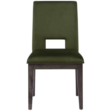Velvet Upholstered Side Chair w/Escape Back