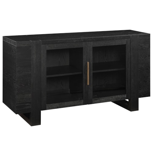 Contemporary 60" Glass-Door Server with USB Ports & Outlets