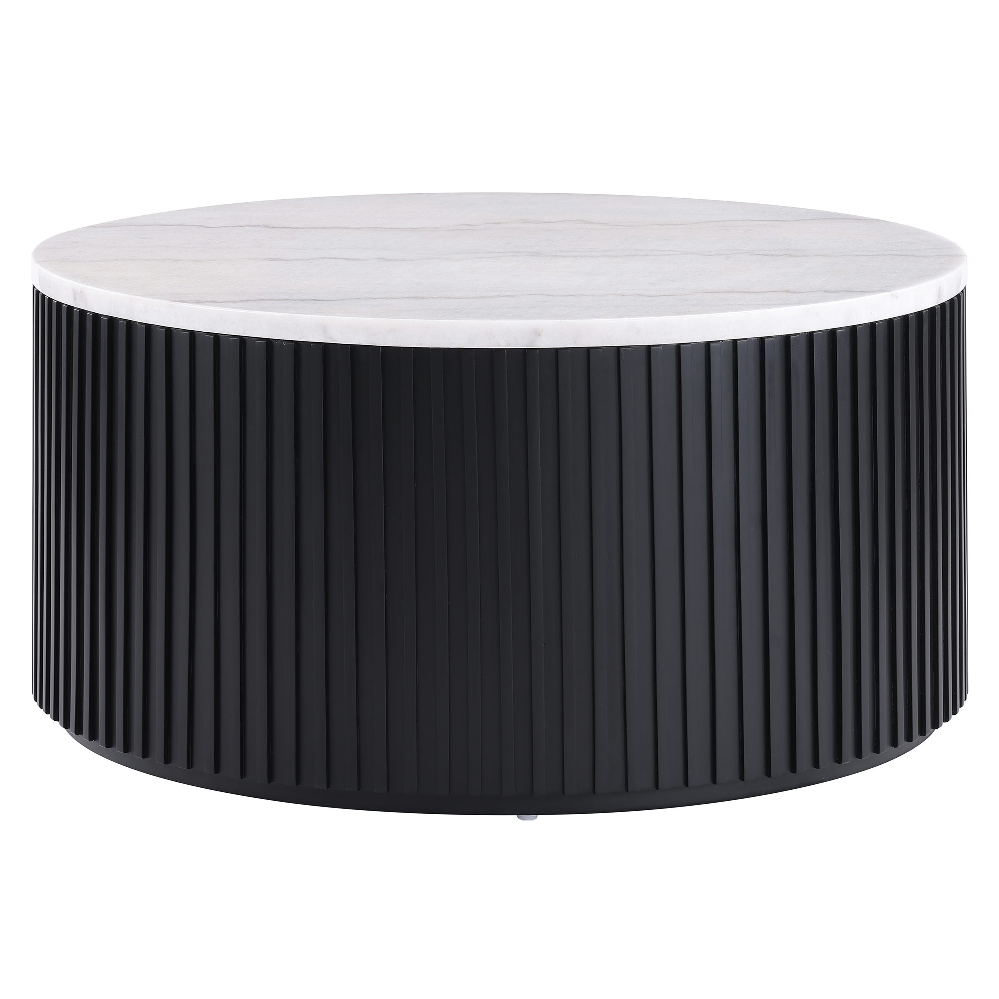 36″ Round Castered White Marble Coffee Table