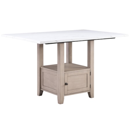 Faux Marble-Top 60" Counter Table w/Storage