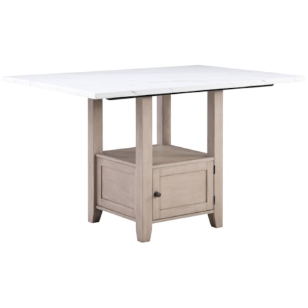 Faux Marble-Top 60" Counter Table w/Storage