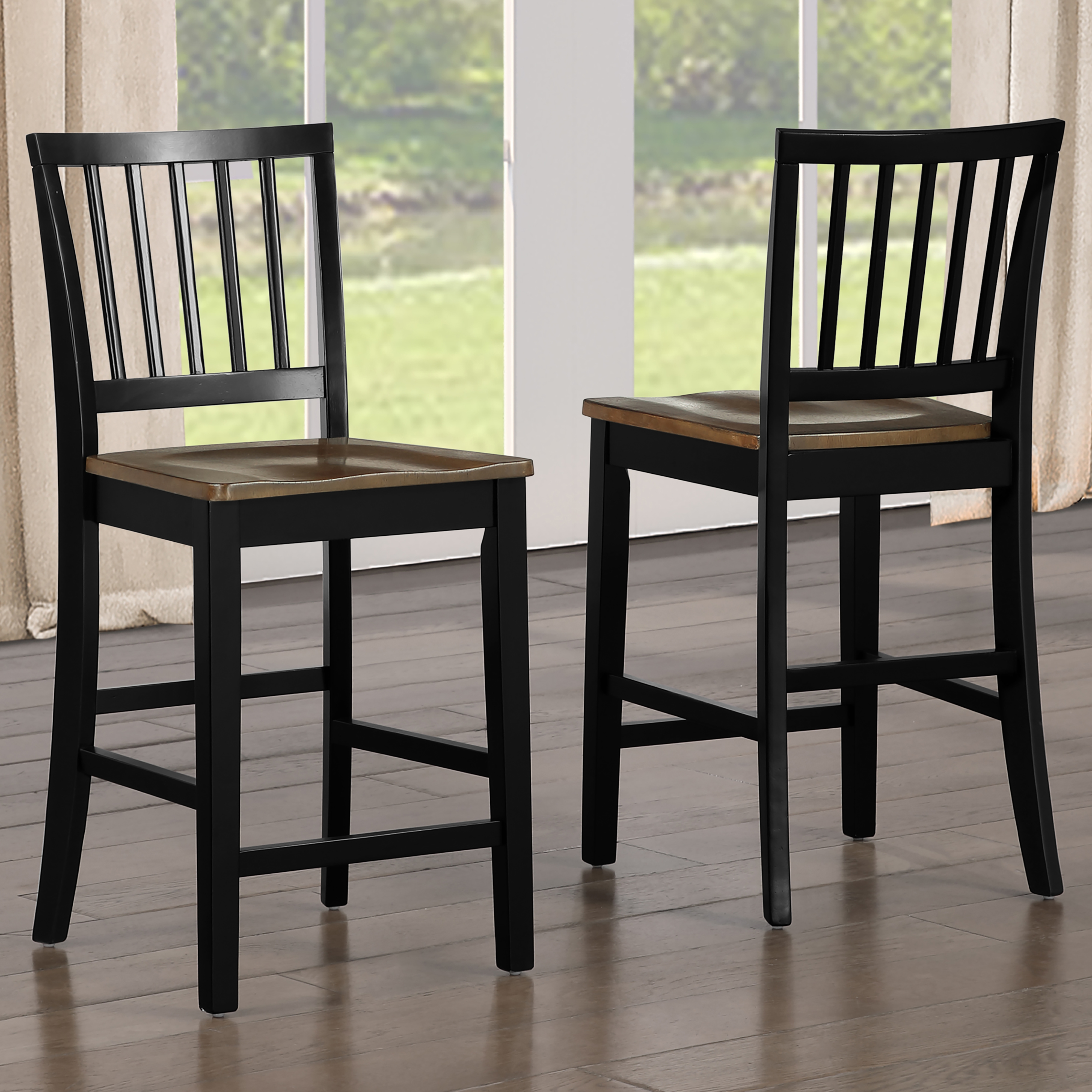 7-pc. Counter Set w/Slat-Back Stools