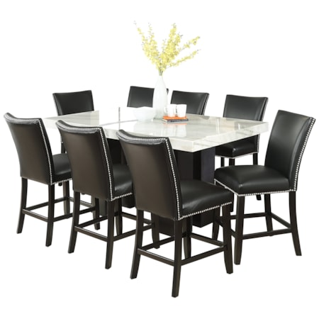 9-Piece Rectangle Counter Ht Set Black Chair