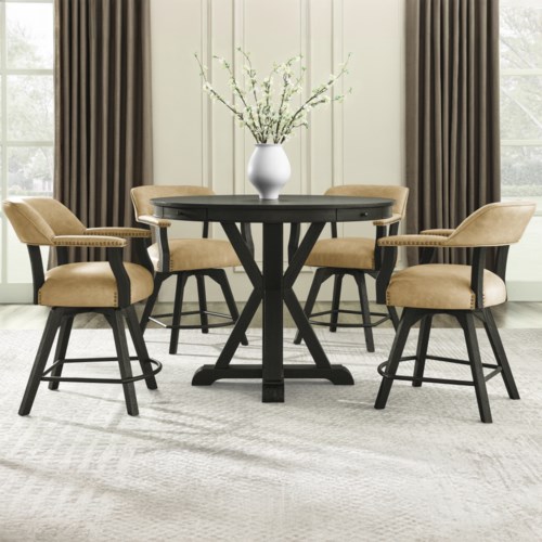 Transitional 5-Piece Counter Dining Set, Black